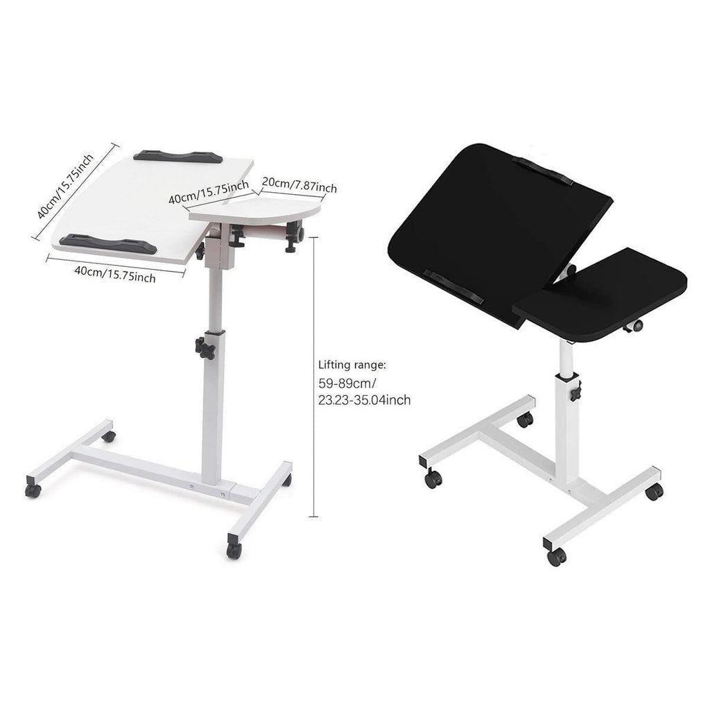 Adjustable Folding Computer Desk Stand Floor-Standing Movable Bedside Table - Black