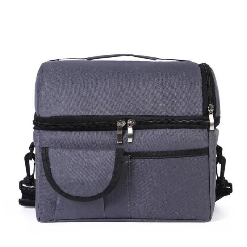 Insulated Lunch Bag Box Tote Cooler For Women Men Hot Cold Food Thermal - Grey