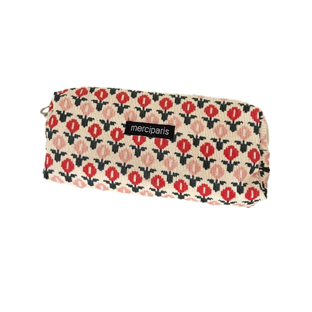 Large Capacity Pencil Case Organiser Bag Stationery Holder School Travel Pouch - Cartoon Flowers