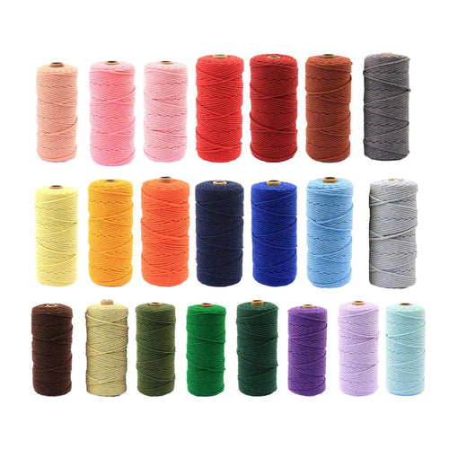 3mm Colored Cotton Rope DIY Hand Woven Macrame Cord Tapestry Binding Craft Rope - Khaki