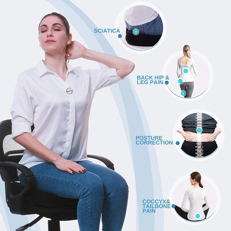 Orthopaedic Memory Foam Seat Cushion Support Back Pain Chair Pillow Car - Grey