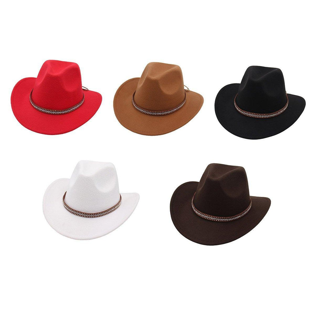 Western Cowboy Hat American  Jazz Hat for Men Women Upside Down Top Hat - Coffee