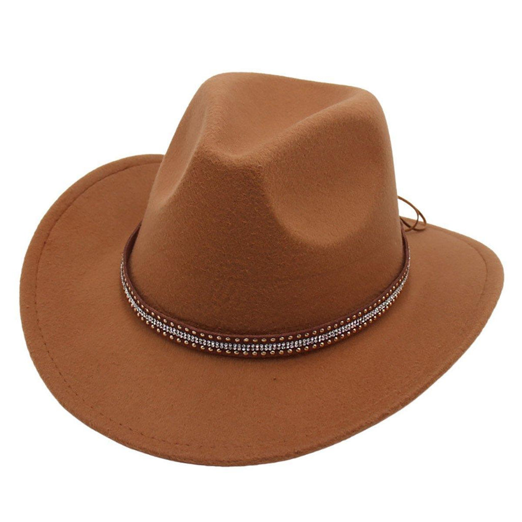 Western Cowboy Hat American  Jazz Hat for Men Women Upside Down Top Hat - Coffee