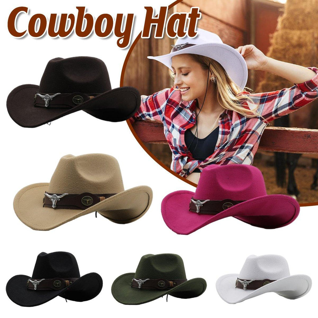 Vintage Woolen Felt Top Hat Cowboy Hat Classic Style Fashion Hat for Men - Red
