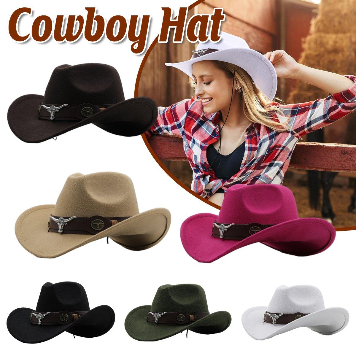Vintage Woolen Felt Top Hat Cowboy Hat Classic Style Fashion Hat for Men - Red