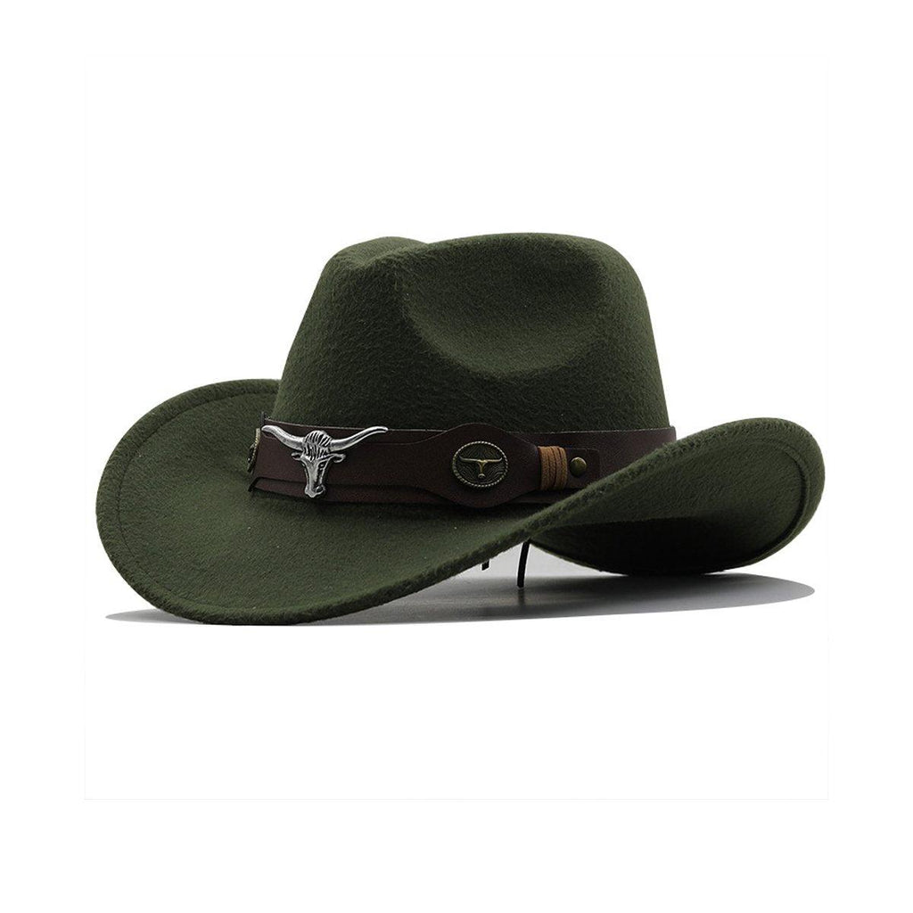 Vintage Woolen Felt Top Hat Cowboy Hat Classic Style Fashion Hat for Men - Red