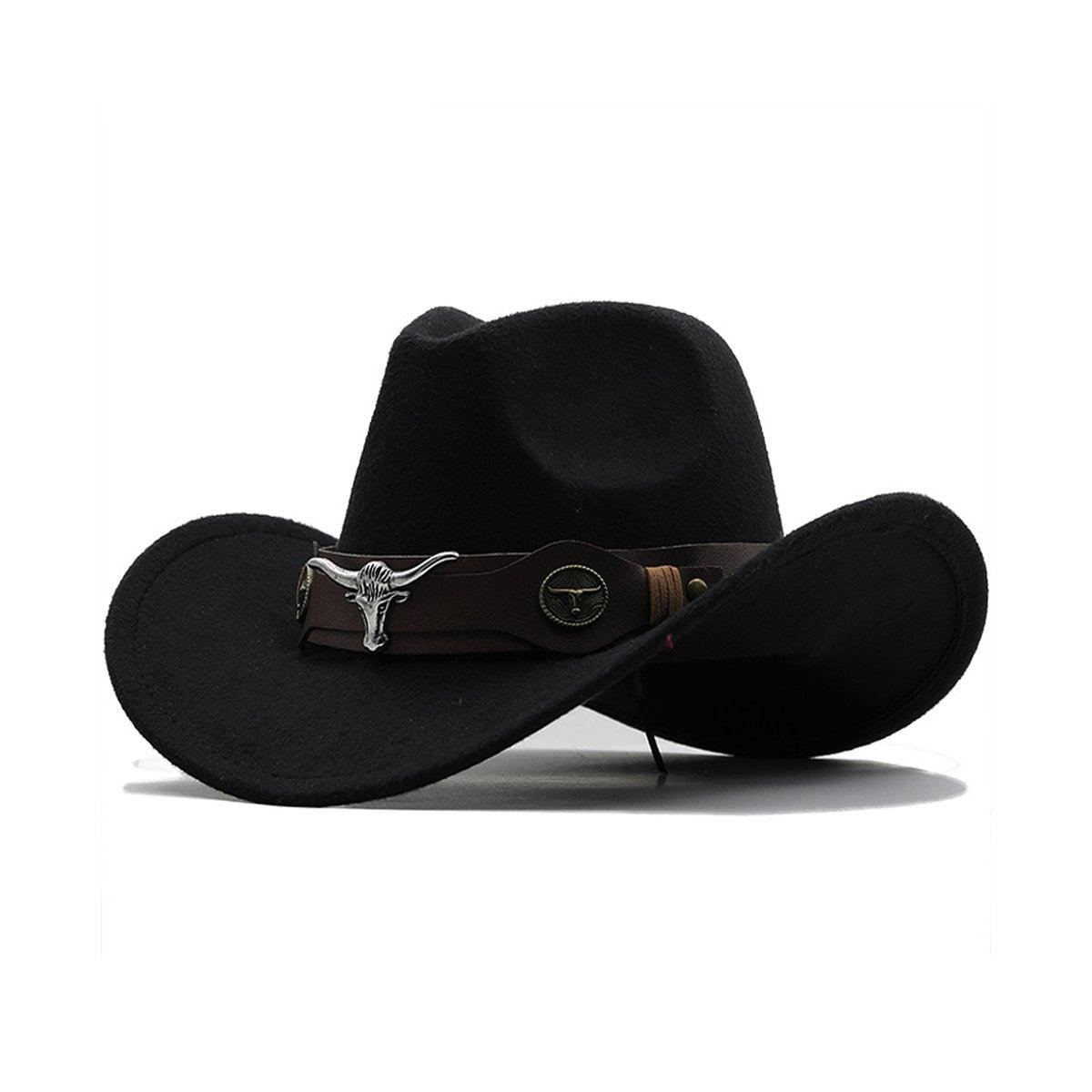 Vintage Woolen Felt Top Hat Cowboy Hat Classic Style Fashion Hat for Men - Red