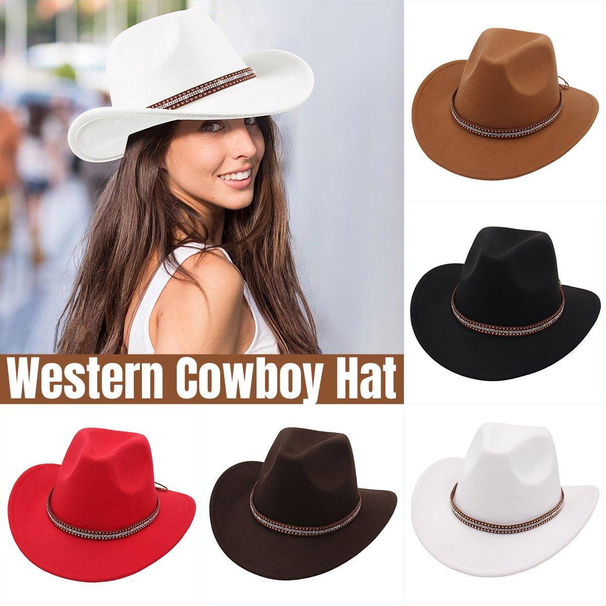 Western Cowboy Hat American  Jazz Hat for Men Women Upside Down Top Hat - Red