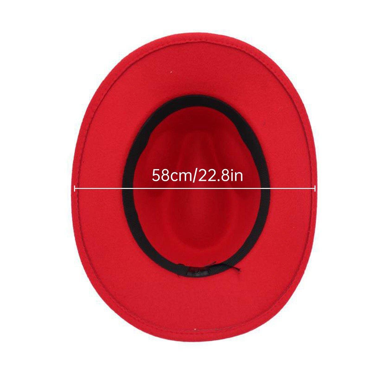 Western Cowboy Hat American  Jazz Hat for Men Women Upside Down Top Hat - Red