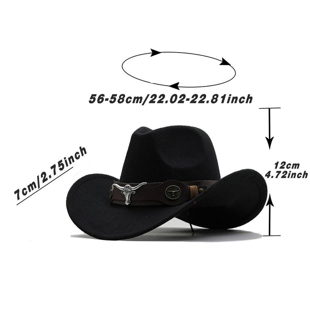 Vintage Woolen Felt Top Hat Cowboy Hat Classic Style Fashion Hat for Men - Rose Red