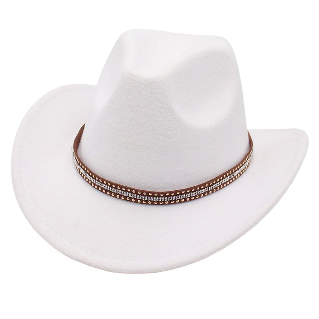 Western Cowboy Hat American  Jazz Hat for Men Women Upside Down Top Hat - White