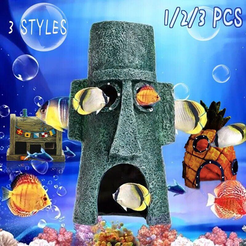 For Alien Spongebob Pineapple House Hole Fish Tank Decoration Aquarium Ornament - Crab Pot