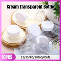 10pcs Transparent Wide Mouth Cream Dispenser White Lid Bottle Plastic Jar - 40ml