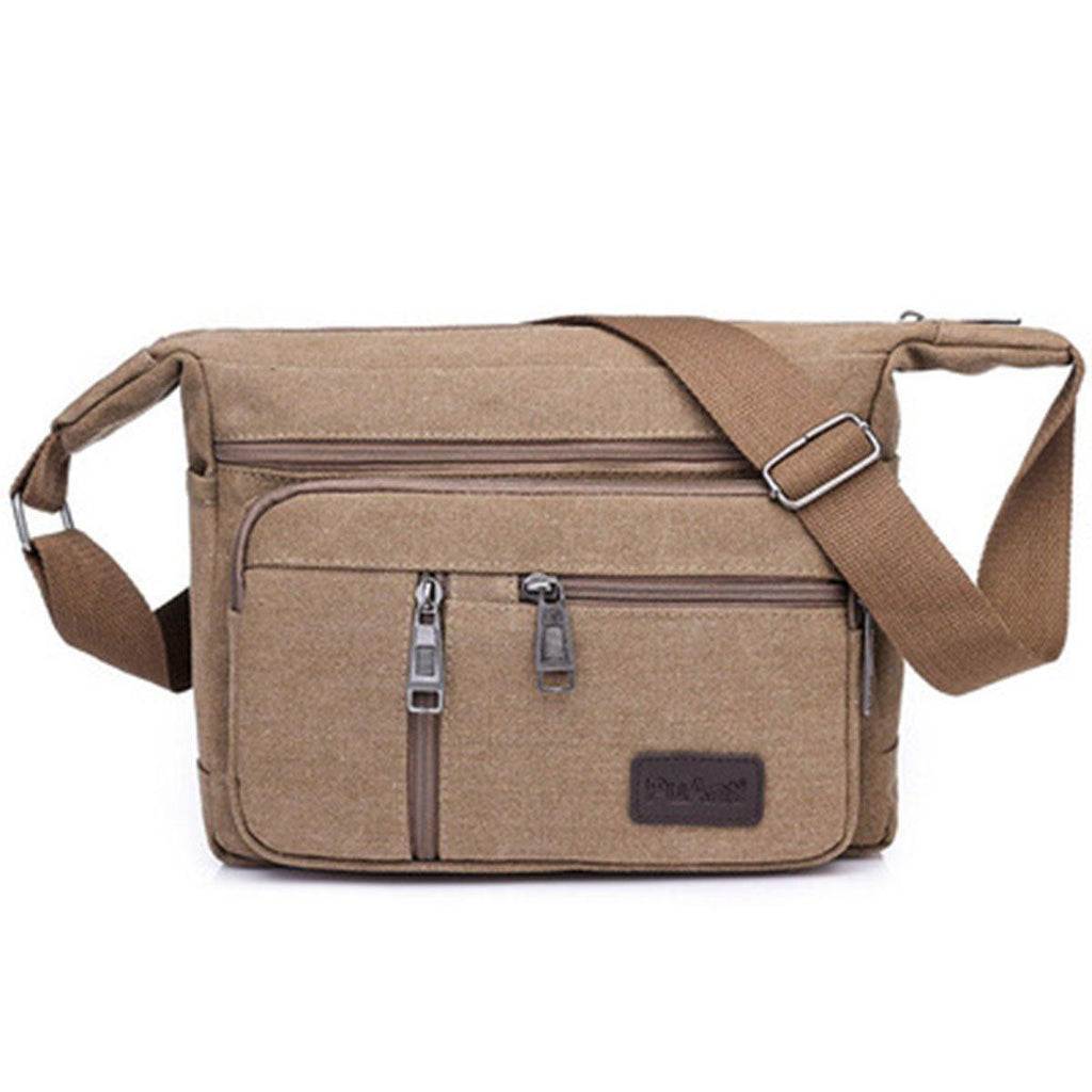 Multi Layer Canvas Crossbody Bag Casual Shoulder Bag for Travel Messenger Bag - Black