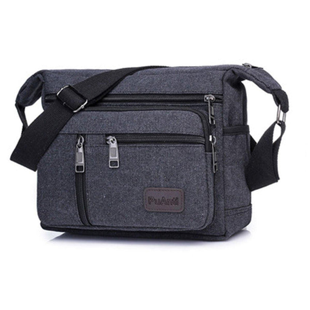 Multi Layer Canvas Crossbody Bag Casual Shoulder Bag for Travel Messenger Bag - Coffee