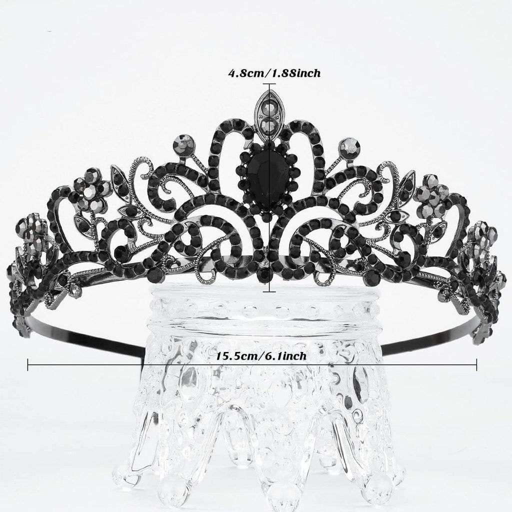 Princess Rhinestone Queen Hair Tiara Headband Hair Accessories Crystal Crown - Gold-White