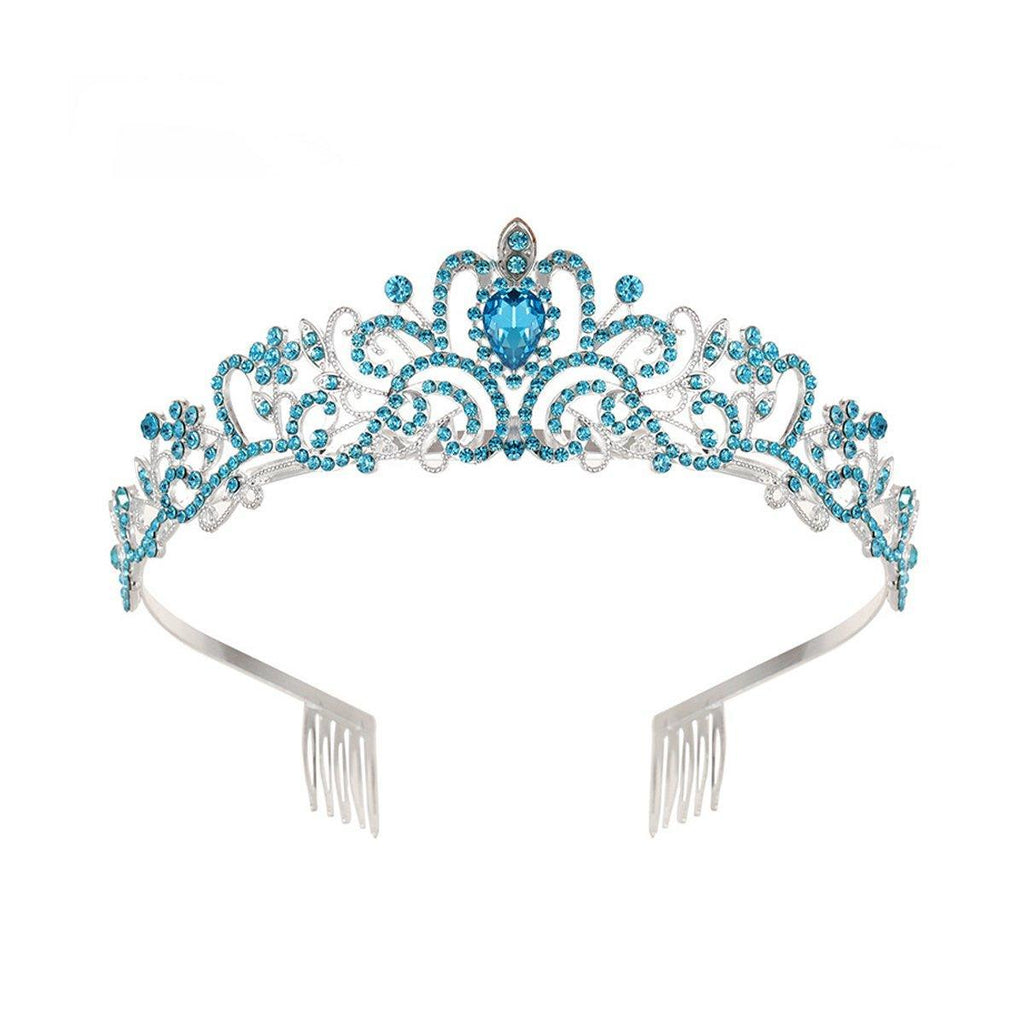 Princess Rhinestone Queen Hair Tiara Headband Hair Accessories Crystal Crown - Gold-White