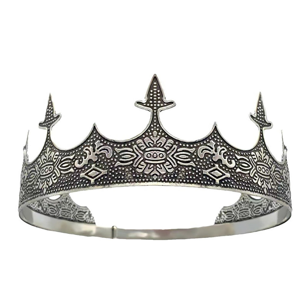 Men Crown Headpiece Royal Vintage Metal Crown Gold Medieval King Costume Party