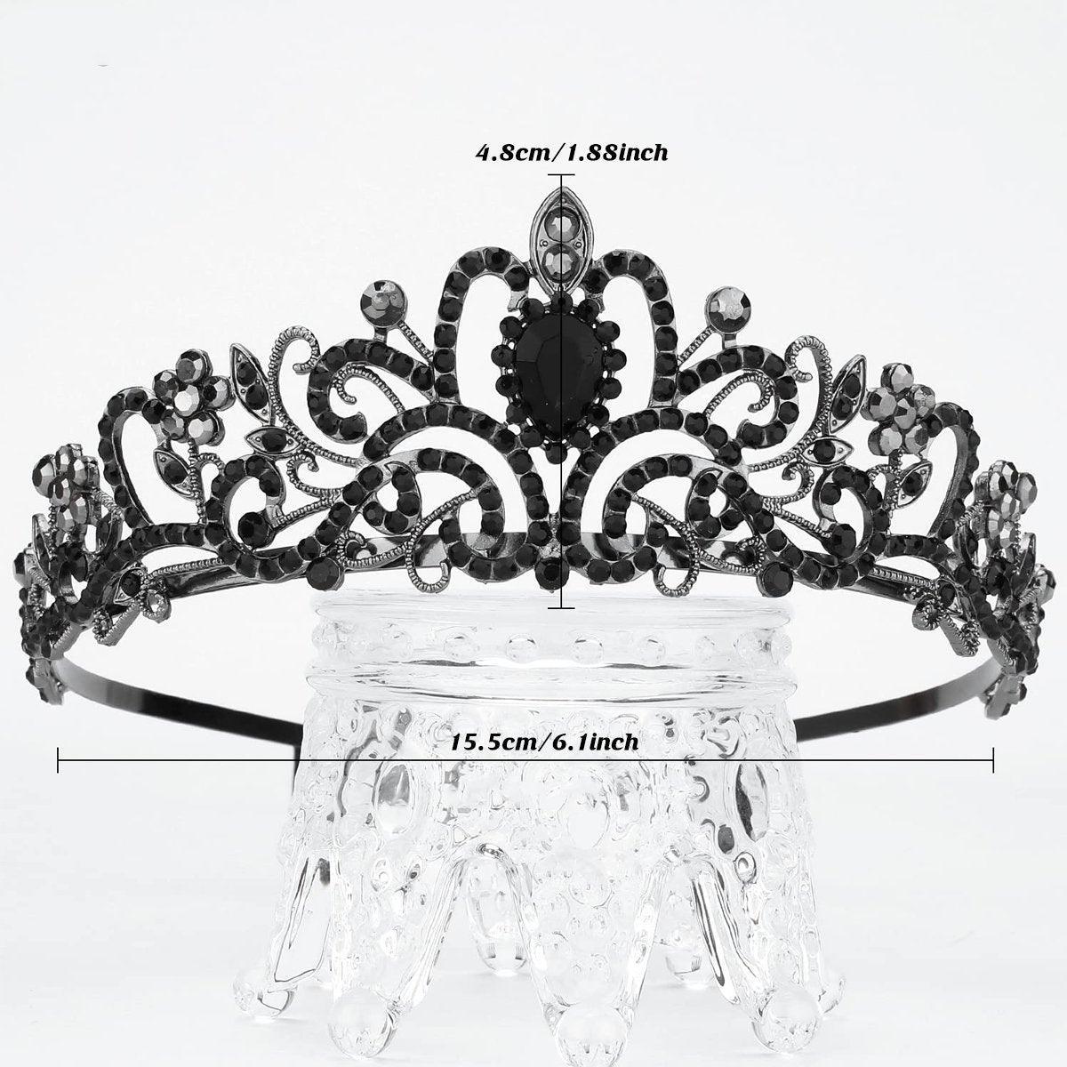 Princess Rhinestone Queen Hair Tiara Headband Hair Accessories Crystal Crown - Silver-Blue