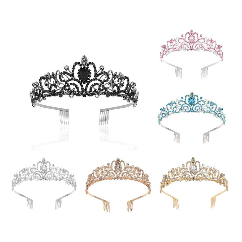 Princess Rhinestone Queen Hair Tiara Headband Hair Accessories Crystal Crown - Silver-White