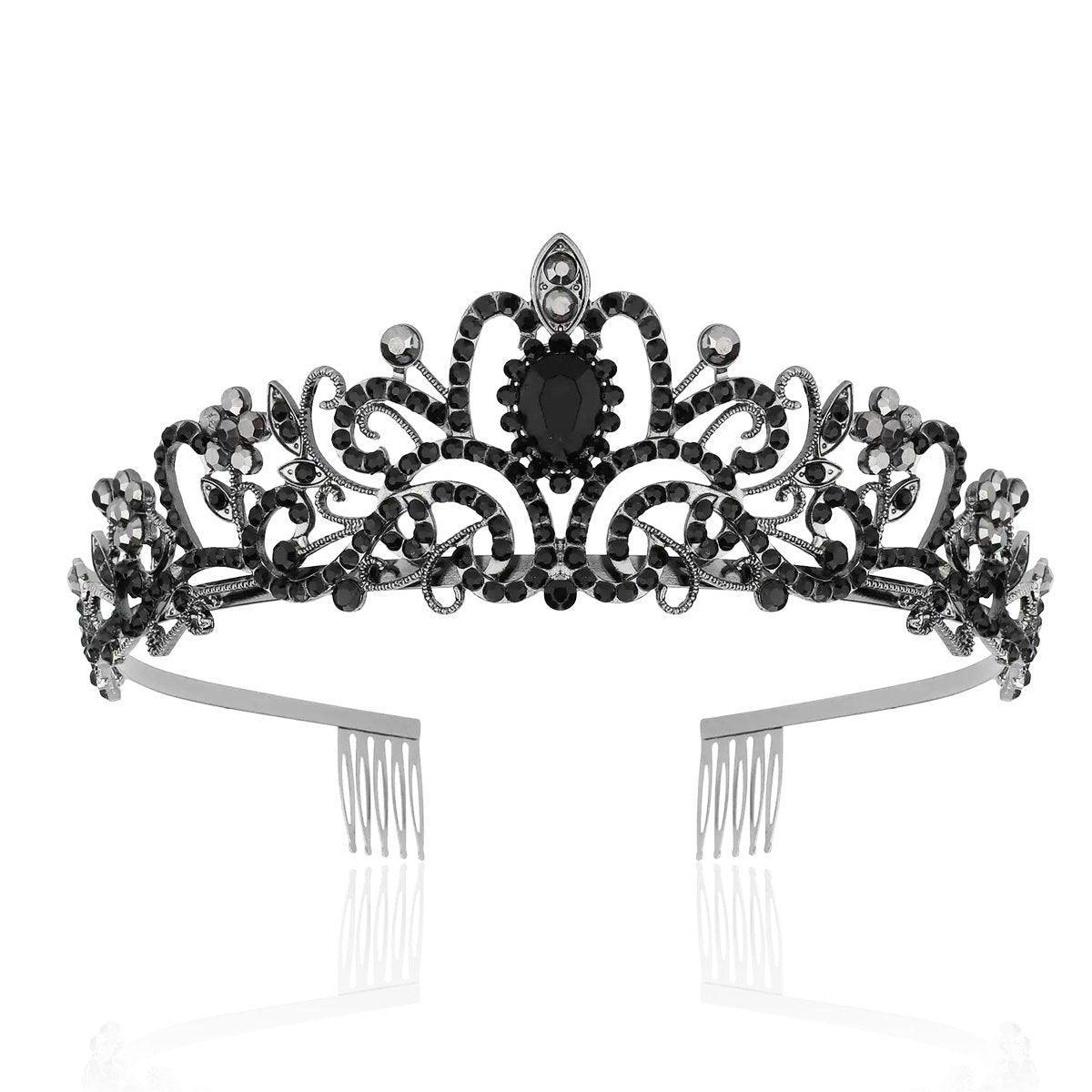 Princess Rhinestone Queen Hair Tiara Headband Hair Accessories Crystal Crown - Silver-White