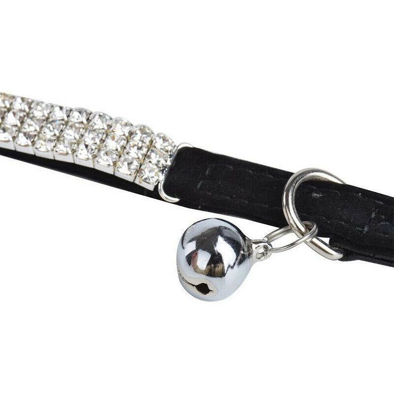 Suede Adjustable Pet Collar with Rhinestone for Cat Puppy 5 Colours Quick Release - Red