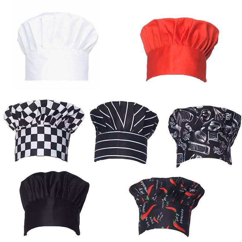 Adjustable Chef Cap with Elastic Band for Kitchen Cooking Baking Catering Use - Black Flatware