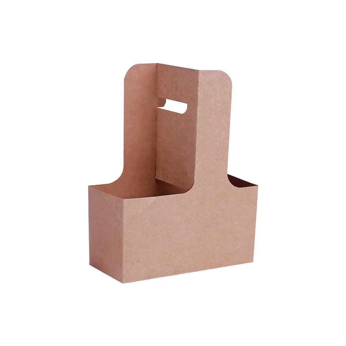 100pcs Kraft Paper Cup Holder Portable Coffee Drink Carrier Reusable Storage - Handheld Single Cup