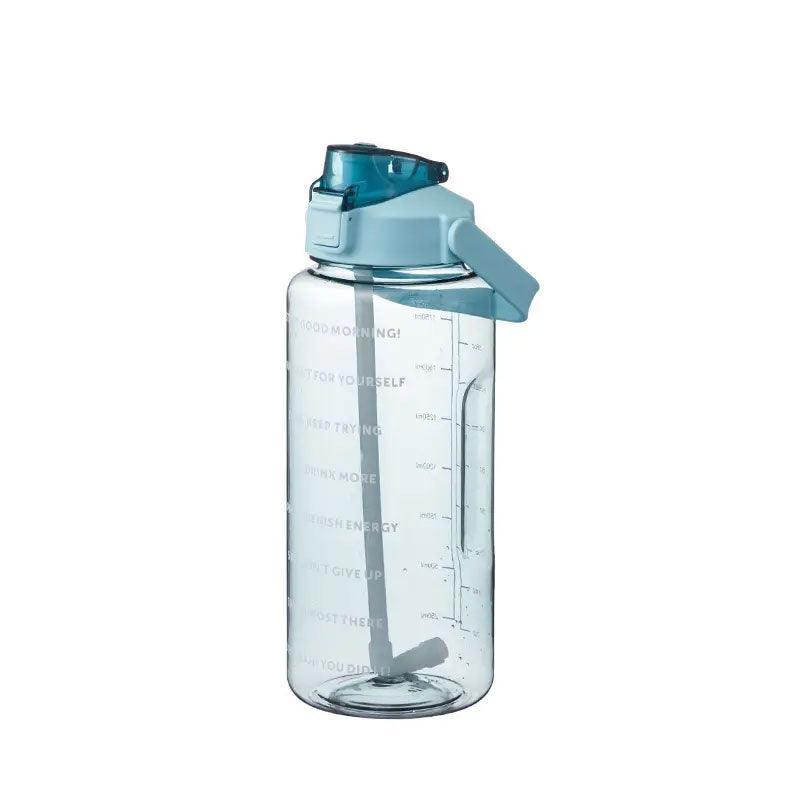 2L Water Bottle Straw Cup Motivational Drink Flask With Time Markings Sports Gym - Purple