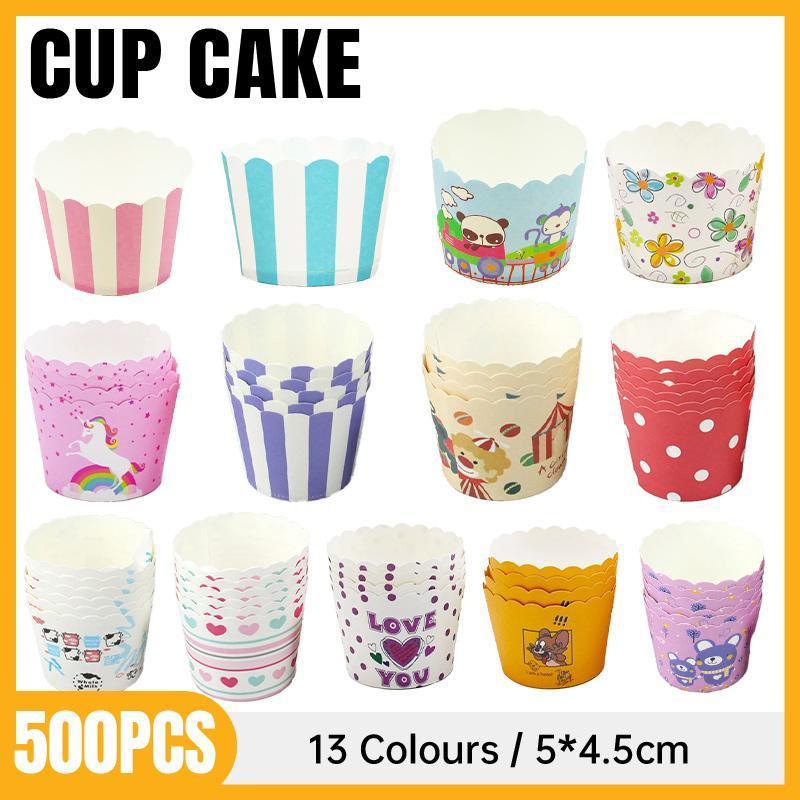 500pcs Colorful Cupcake Muffin Baking Cups Greaseproof Nonstick Paper Liners - Cupcake-500pcs-XLS