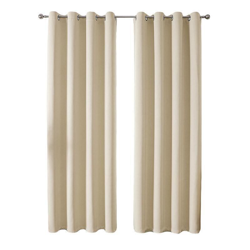 2pcs Semi Blackout Curtain Fabric Solid Colour Home Decor Drapes for Living Room - Black - 132x160cm