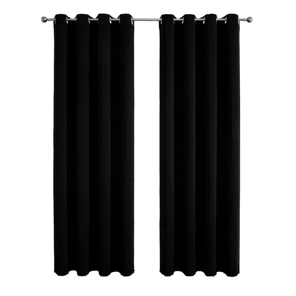 2pcs Semi Blackout Curtain Fabric Solid Colour Home Decor Drapes for Living Room - Yellow - 132x160cm