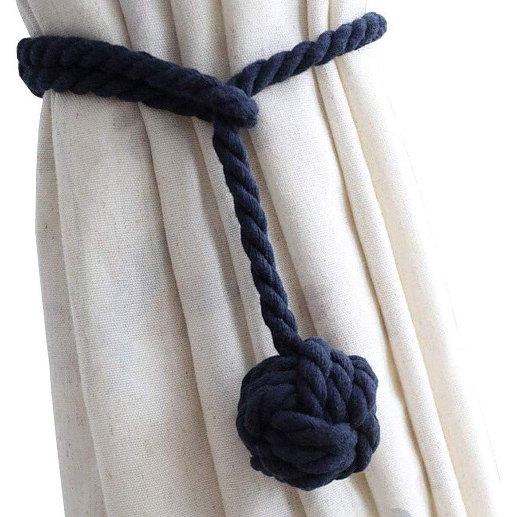 1pair Braided Cotton Curtain Tiebacks No Hole Curtain Holdbacks Hanging Balls - Beige