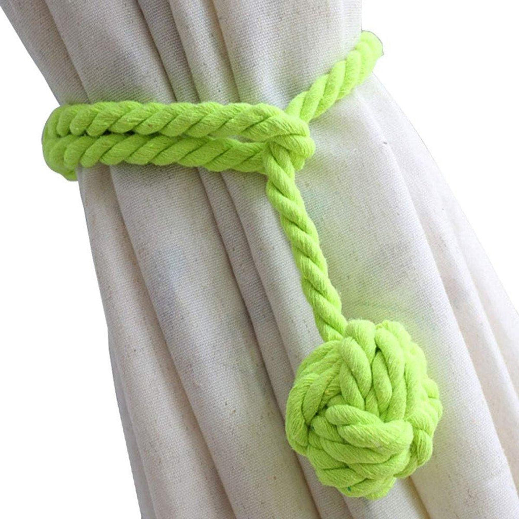 1pair Braided Cotton Curtain Tiebacks No Hole Curtain Holdbacks Hanging Balls - Navy