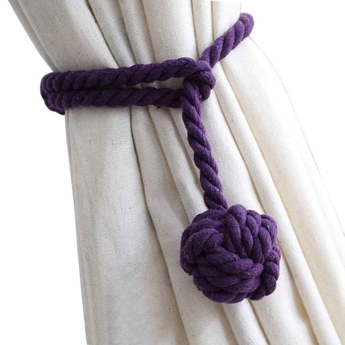 1pair Braided Cotton Curtain Tiebacks No Hole Curtain Holdbacks Hanging Balls - Pink