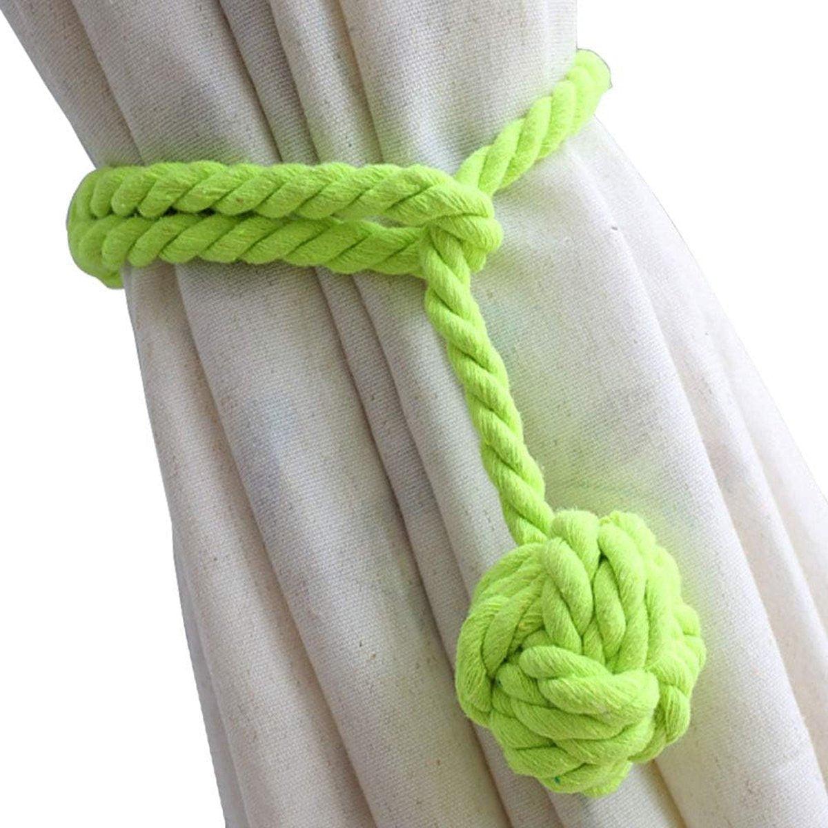 1pair Braided Cotton Curtain Tiebacks No Hole Curtain Holdbacks Hanging Balls - Pink