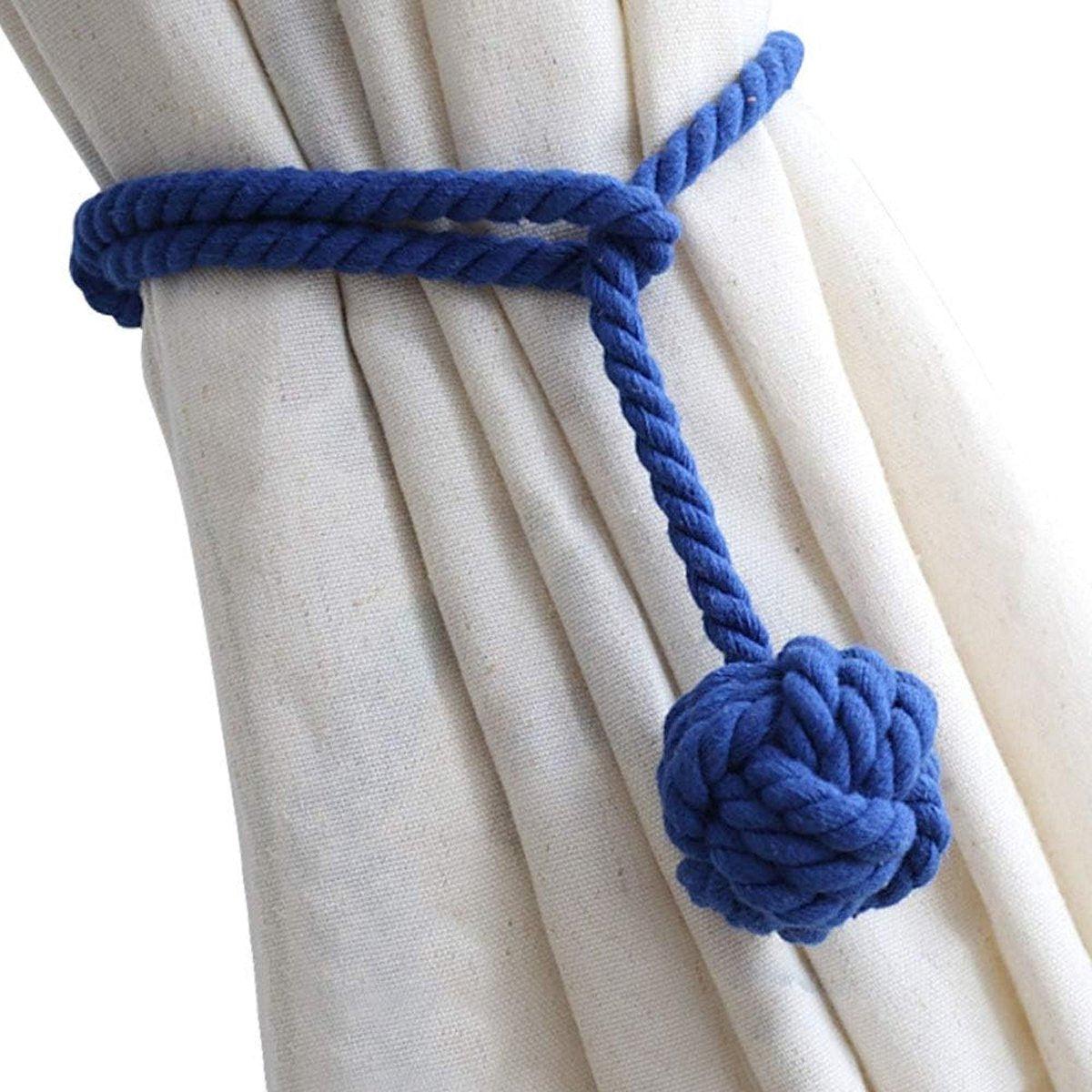 1pair Braided Cotton Curtain Tiebacks No Hole Curtain Holdbacks Hanging Balls - Pink