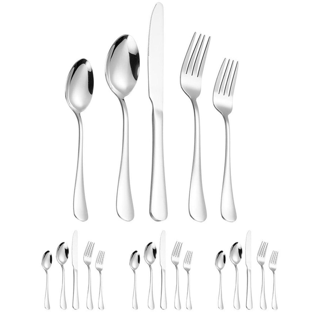 20/40pcs Stainless Steel Cutlery Set Knife Fork Spoon Western Hotel Tableware - Golden-20pcs
