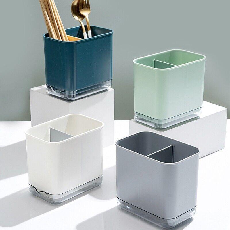 Cutlery Drainer Basket Multifunctional Storage Holder Box Spoon Drain Rack - White