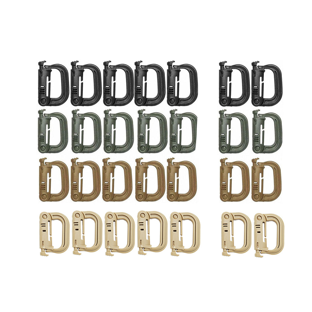2/5pcs Outdoor D-ring Buckle for Backpack Mountaineering Hiking Camping Clip - 2pcs-Black