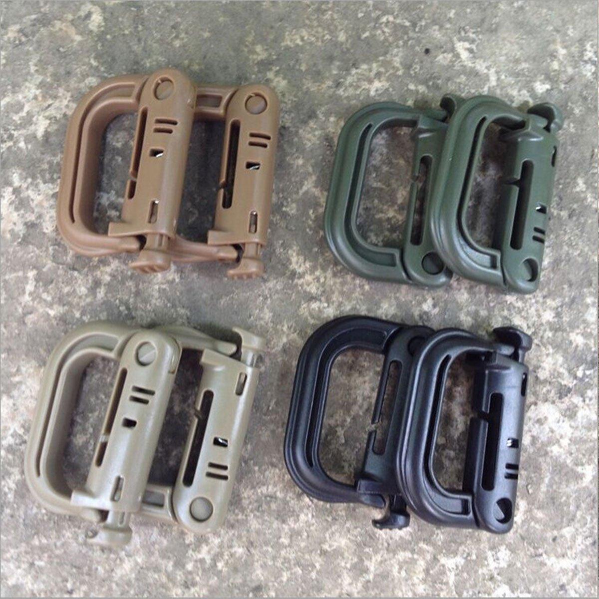 2/5pcs Outdoor D-ring Buckle for Backpack Mountaineering Hiking Camping Clip - 2pcs-Black