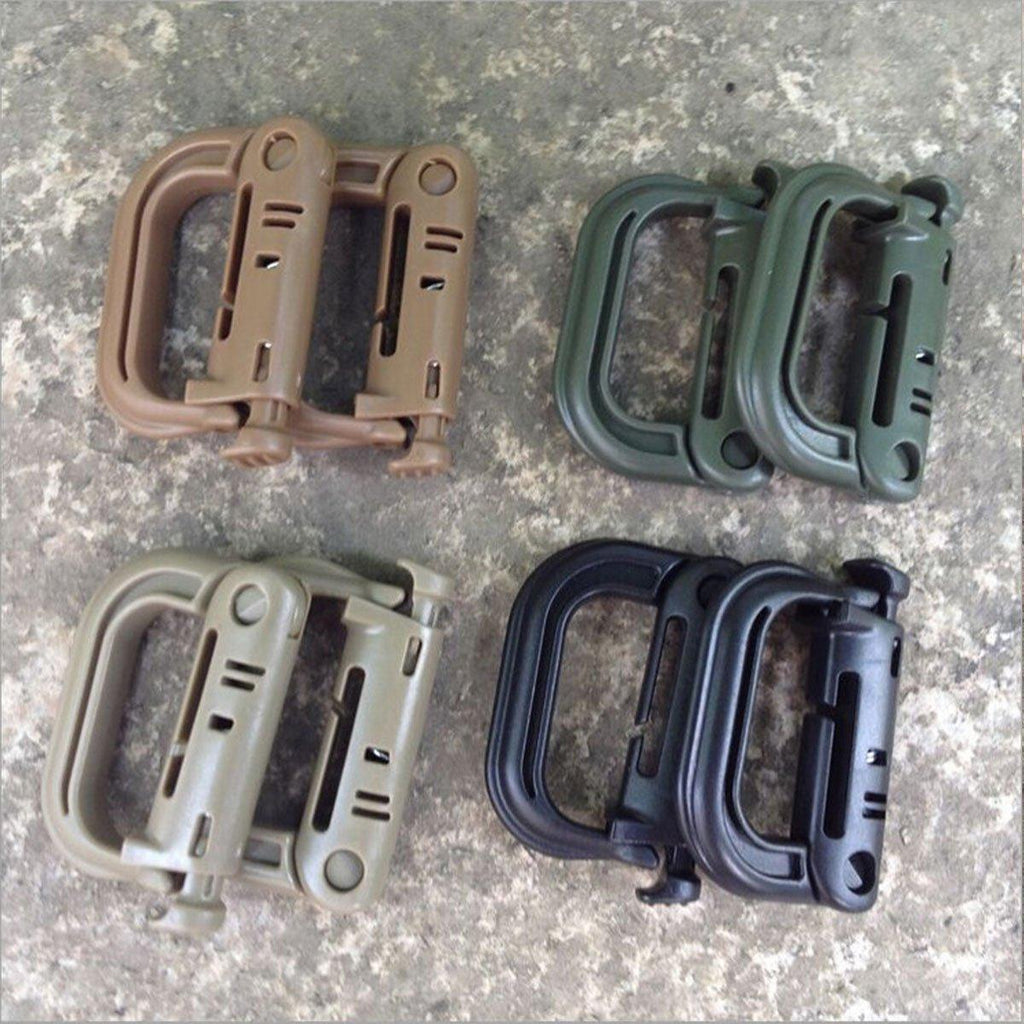 2/5pcs Outdoor D-ring Buckle for Backpack Mountaineering Hiking Camping Clip - 5pcs-Black