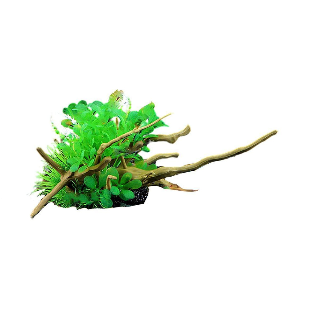 Aquarium Landscaping Decoration Artificial Wood and Plants Fish Tank Ornament - CM2201-Dark Red