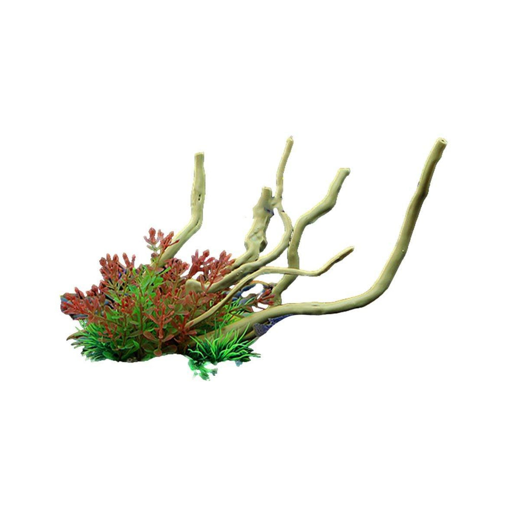 Aquarium Landscaping Decoration Artificial Wood and Plants Fish Tank Ornament - CM3302-Green