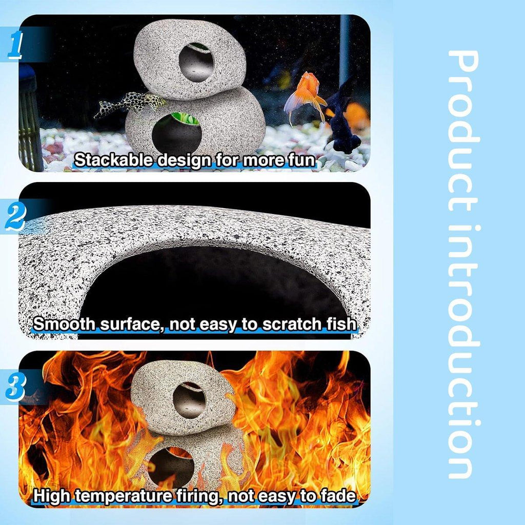 Clay Pot Aquarium Decoration Shrimp House Cichlid Breeding Tank Fish Nest - Double Hole