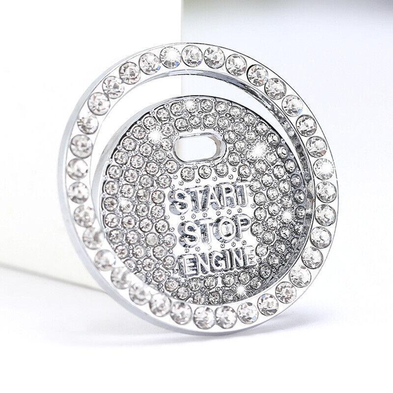 Bling Crystal Ring For Car One Key Engine Start Stop Decoration Button - Blue