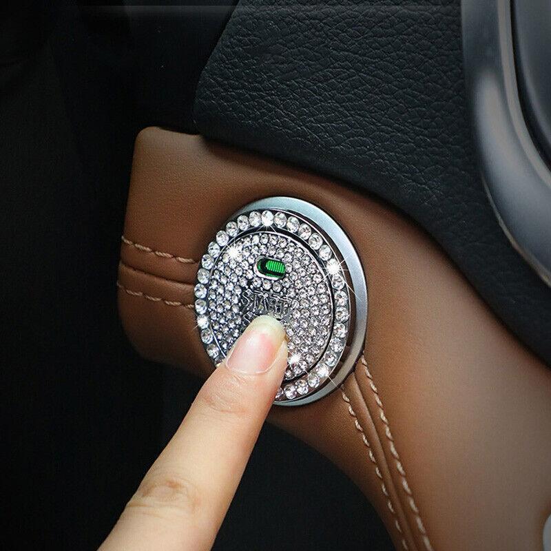 Bling Crystal Ring For Car One Key Engine Start Stop Decoration Button - Pink