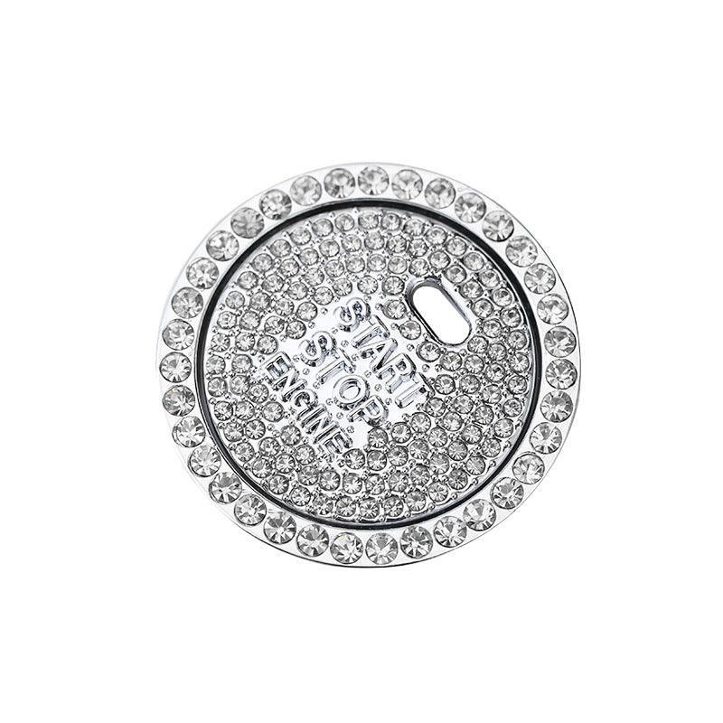 Bling Crystal Ring For Car One Key Engine Start Stop Decoration Button - White