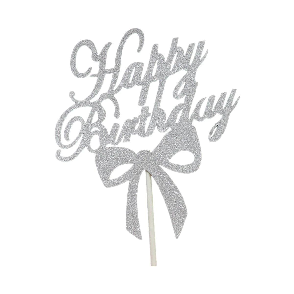 Happy Birthday Cake Topper Colour Printed Acrylic Party Decorations - Black-Deer