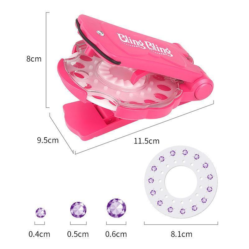 Diamond Hair Sparkle Stapler Machine Tools Kit Gems for Shirt Decor Girls - 1 hair sticking drill +12 sticking drills